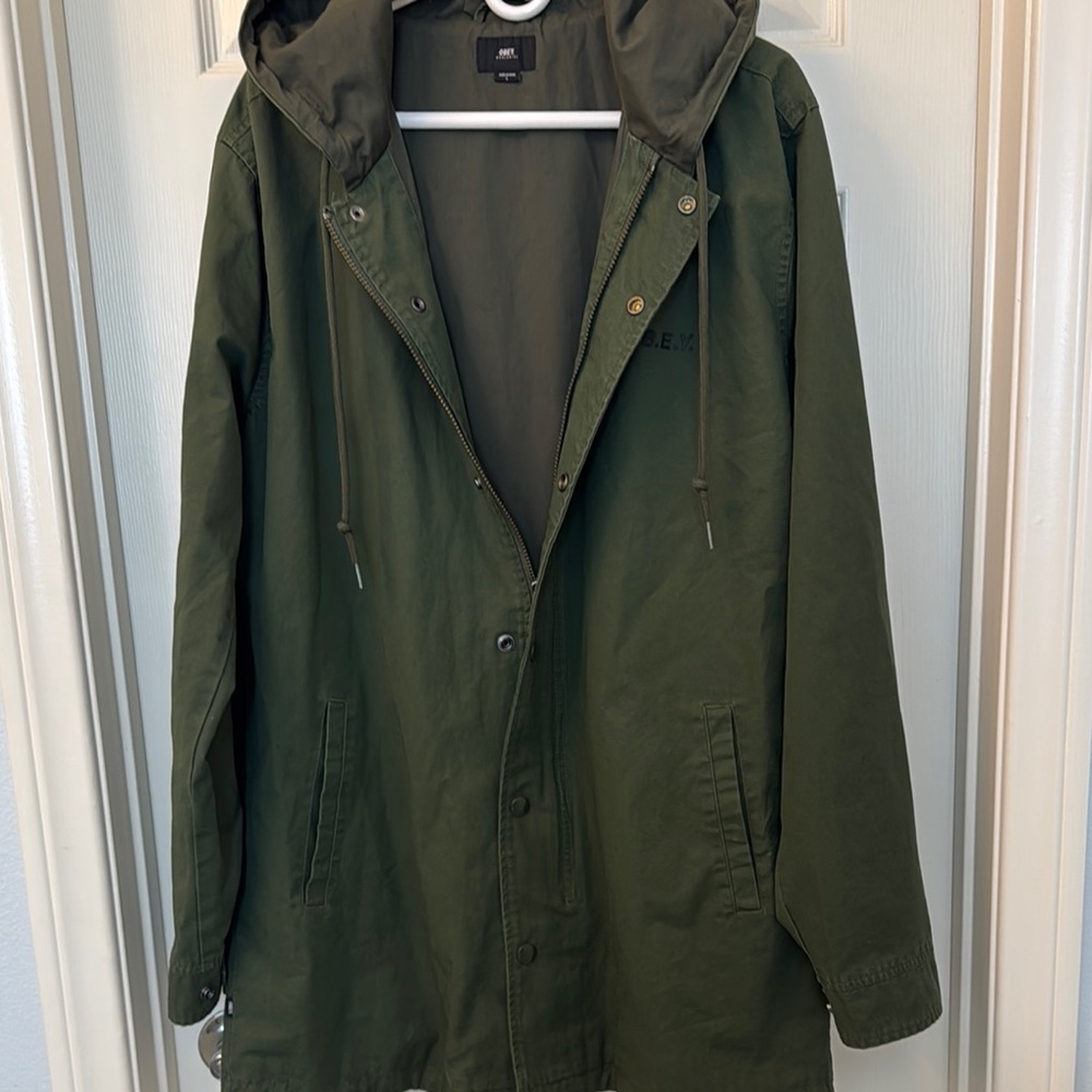 OBEY slugger optional fishtail Men's Green Hooded Jacket - Picture 9 of 15